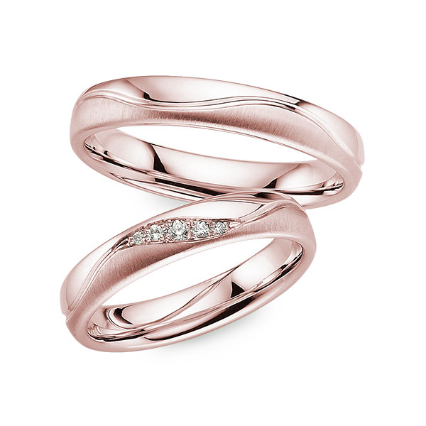 Set Klassieke trouwringen in roodgoud 14 kt. met in totaal 0,05 ct. Briljant tw/si van Merii