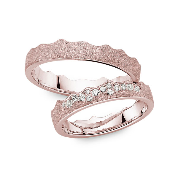 Set Klassieke trouwringen in roodgoud 14 kt. met in totaal 0,149 ct. Briljant tw/si van Eternal Touch