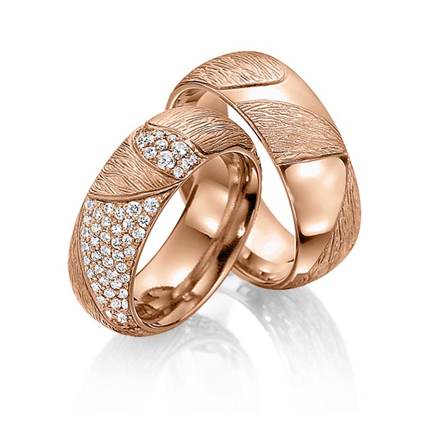Set Klassieke trouwringen in roodgoud 14 kt. met in totaal 0,705 ct. Briljant tw/si van Steinberg