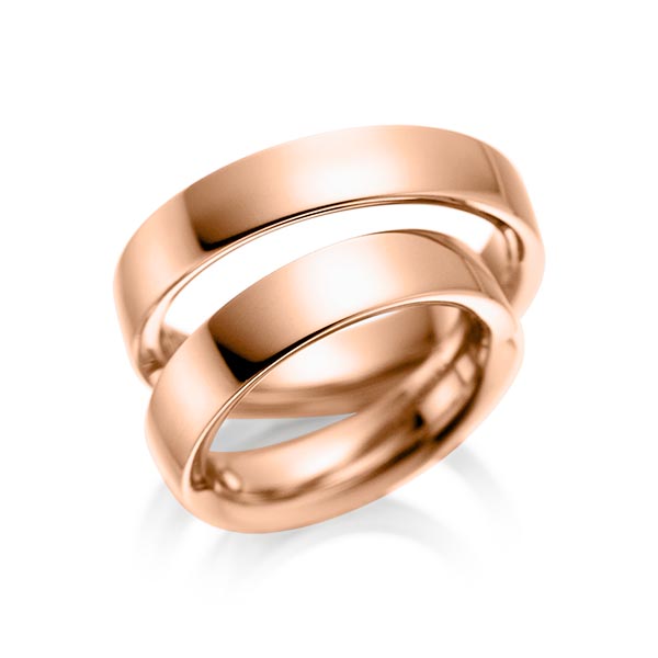 Set klassieke trouwringen in roodgoud 14 kt. van acredo - A-1078-3