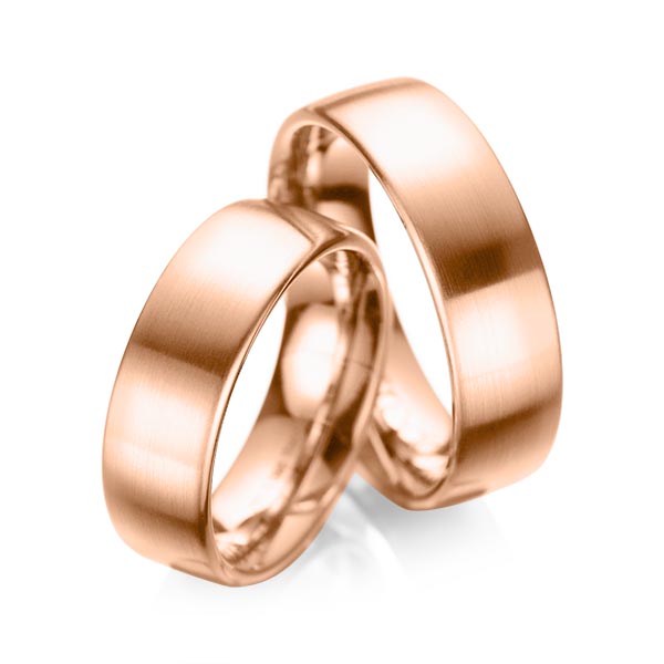 Set klassieke trouwringen in roodgoud 14 kt. van acredo - A-1083-3