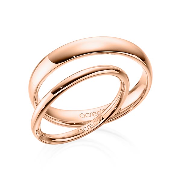 Set klassieke trouwringen in roodgoud 14 kt. van acredo - A-1373-5
