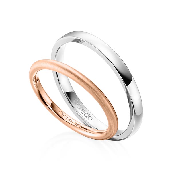 Set klassieke trouwringen in roodgoud 14 kt. van acredo - A-1382-1