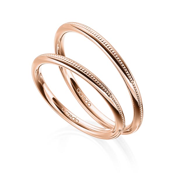 Set Klassieke trouwringen in roodgoud 14 kt. van acredo