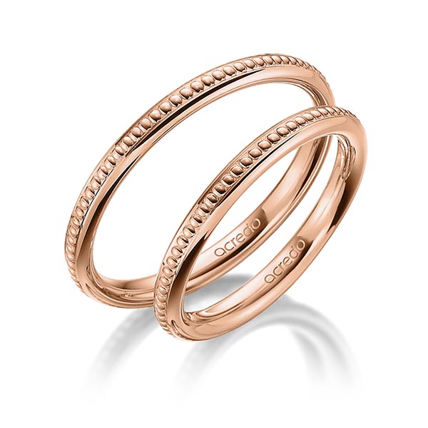Set Klassieke trouwringen in roodgoud 14 kt. van acredo