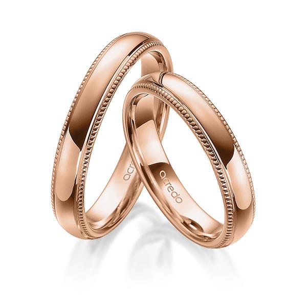 Set Klassieke trouwringen in roodgoud 14 kt. van acredo