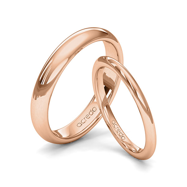 Set klassieke trouwringen in roodgoud 14 kt. van acredo