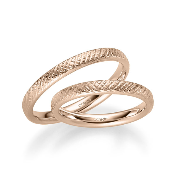 Set klassieke trouwringen in roodgoud 14 kt. van acredo Set klassieke trouwringen in roodgoud 14 kt. van acredo