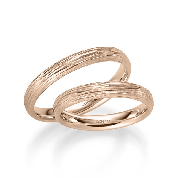 Set klassieke trouwringen in roodgoud 14 kt. van acredo