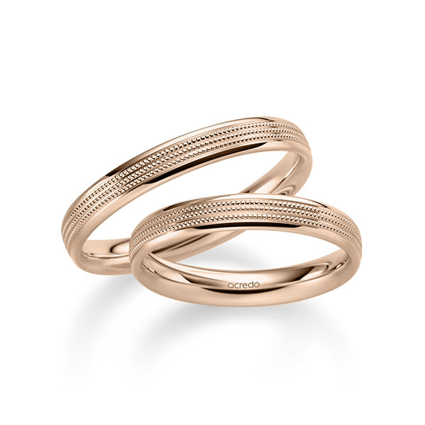 Set Klassieke trouwringen in roodgoud 14 kt. van acredo