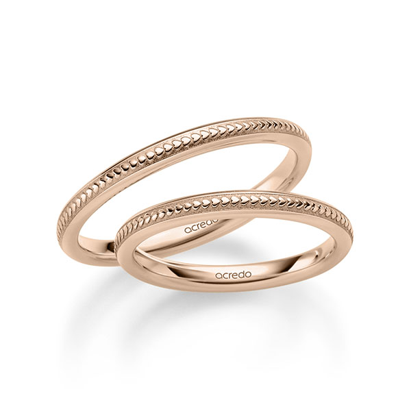 Set Klassieke trouwringen in roodgoud 14 kt. van acredo Set Klassieke trouwringen in roodgoud 14 kt. van acredo