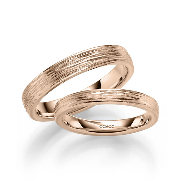 Set klassieke trouwringen in roodgoud 14 kt. van acredo