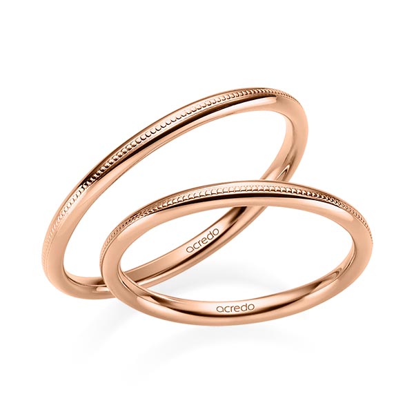 Set Klassieke trouwringen in roodgoud 14 kt. van acredo Set Klassieke trouwringen in roodgoud 14 kt. van acredo