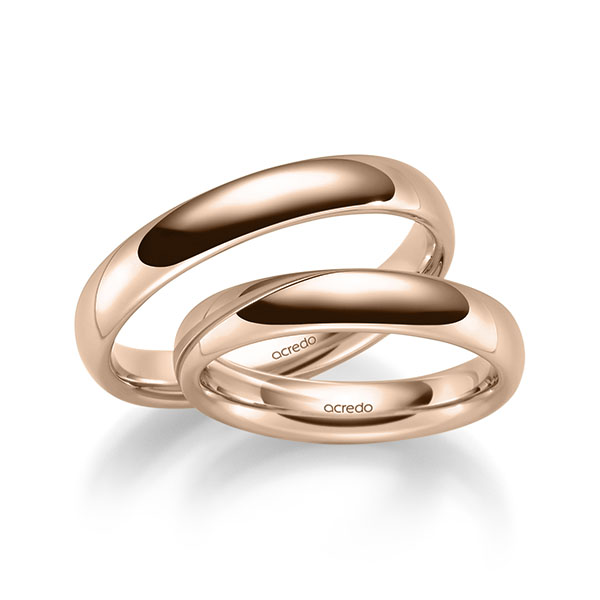 Set klassieke trouwringen in roodgoud 14 kt. van acredo