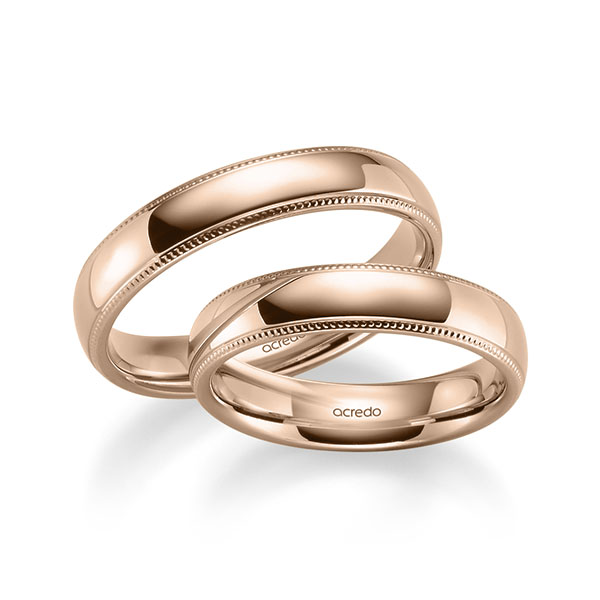 Set Klassieke trouwringen in roodgoud 14 kt. van acredo Set Klassieke trouwringen in roodgoud 14 kt. van acredo