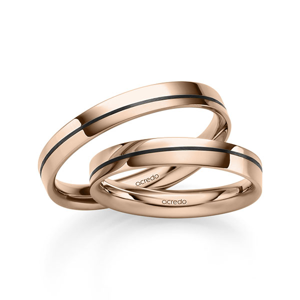 Set Klassieke trouwringen in roodgoud 14 kt. van acredo