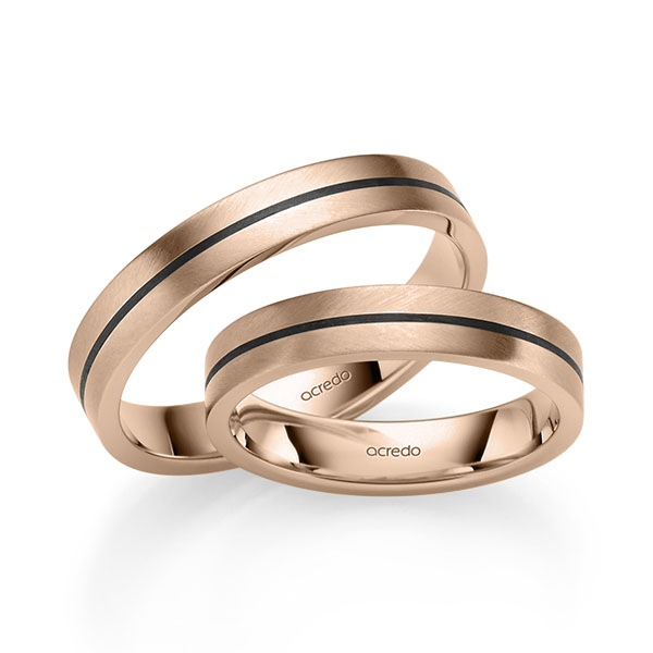 Set Klassieke trouwringen in roodgoud 14 kt. van acredo - S-1302-1
