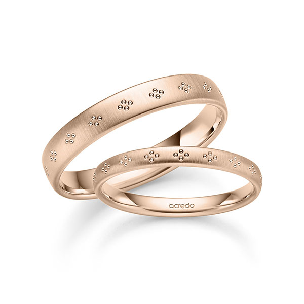 Set Klassieke trouwringen in roodgoud 14 kt. van acredo