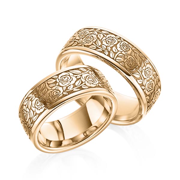 Set klassieke trouwringen in roségoud 14 kt. Laser Structuur van Eternal Touch - Y-1381-7