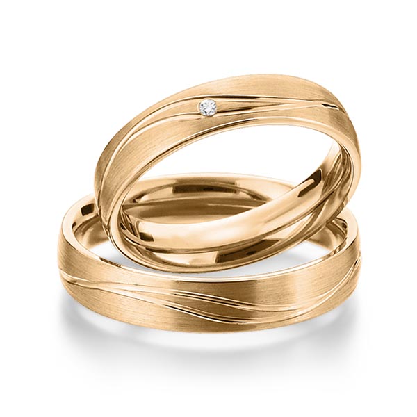Set Klassieke trouwringen in roségoud 14 kt. met in totaal 0,015 ct. Briljant tw/si van Eternal Touch