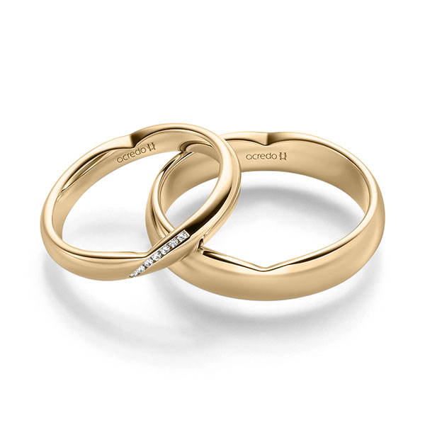 Set Klassieke trouwringen in roségoud 14 kt. met in totaal 0,035 ct. Briljant tw/si van acredo - A-2252-2 Set Klassieke trouwringen in roségoud 14 kt. met in totaal 0,035 ct. Briljant tw/si van acredo - A-2252-2