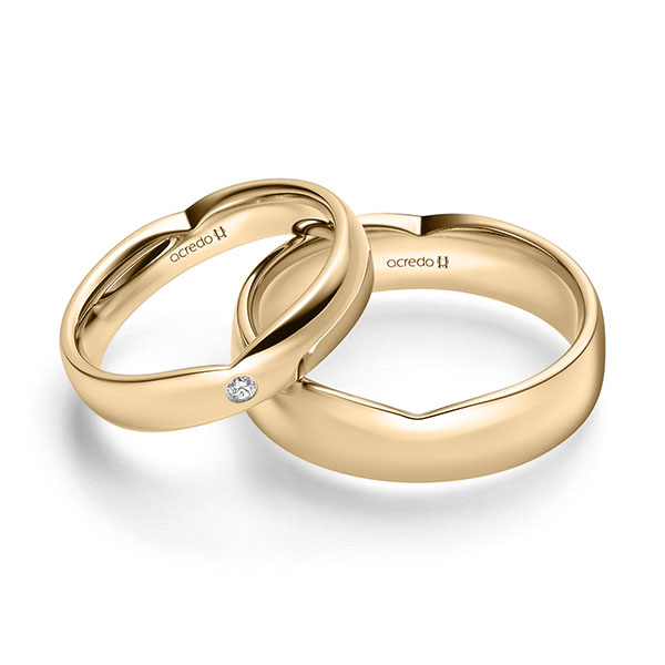 Set Klassieke trouwringen in roségoud 14 kt. met in totaal 0,03 ct. Briljant tw/si van acredo - A-2246-5 Set Klassieke trouwringen in roségoud 14 kt. met in totaal 0,03 ct. Briljant tw/si van acredo - A-2246-5