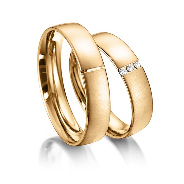 Set Klassieke trouwringen in roségoud 14 kt. met in totaal 0,045 ct. Briljant tw/si van acredo - S-1147-2