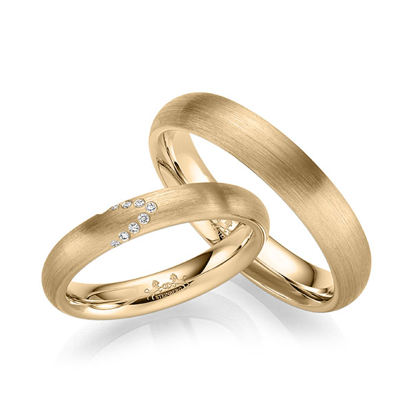 Set klassieke trouwringen in roségoud 14 kt. met in totaal 0,045 ct. Briljant tw/si van Steinberg - Q-1673-2