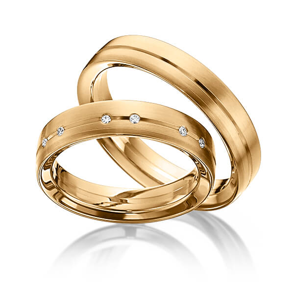 Set Klassieke trouwringen in roségoud 14 kt. met in totaal 0,048 ct. Briljant tw/si van Eternal Touch