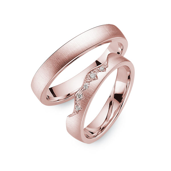 Set Klassieke trouwringen in roségoud 14 kt. met in totaal 0,051 ct. Briljant tw/si van Eternal Touch