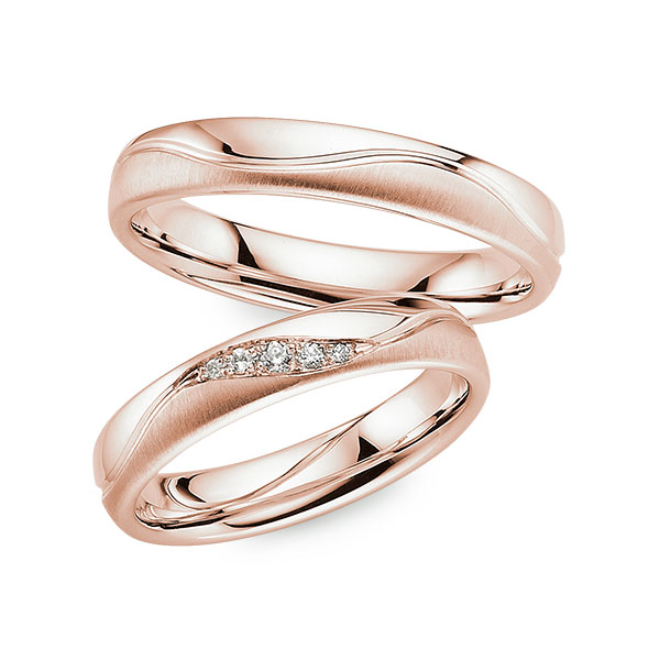 Set Klassieke trouwringen in roségoud 14 kt. met in totaal 0,05 ct. Briljant tw/si van Merii