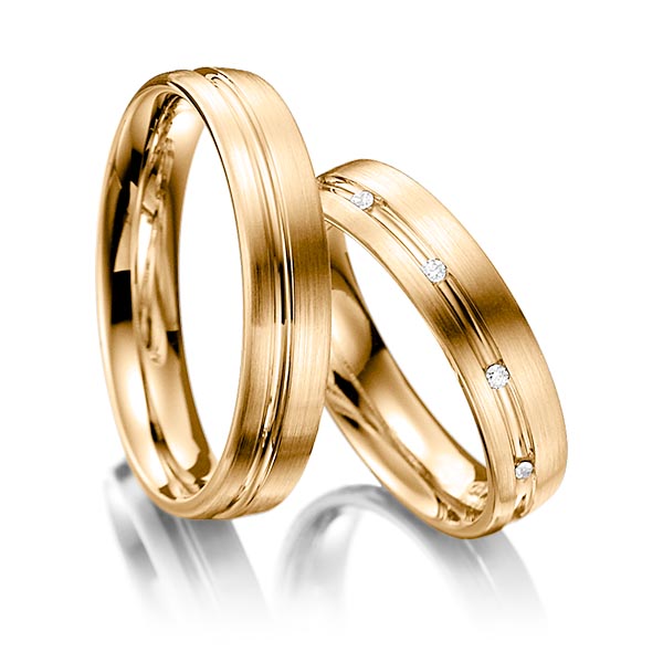 Set Klassieke trouwringen in roségoud 14 kt. met in totaal 0,05 ct. Briljant tw/si van Steinberg - Q-1198-18 Set Klassieke trouwringen in roségoud 14 kt. met in totaal 0,05 ct. Briljant tw/si van Steinberg - Q-1198-18