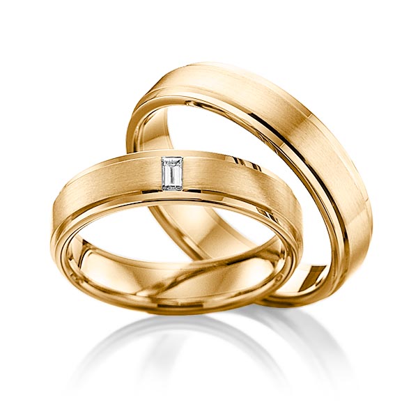 Set Klassieke trouwringen in roségoud 14 kt. met in totaal 0,06 ct. Baguette-Diamant tw,vs van Eternal Touch - Y-1107-6 Set Klassieke trouwringen in roségoud 14 kt. met in totaal 0,06 ct. Baguette-Diamant tw,vs van Eternal Touch - Y-1107-6