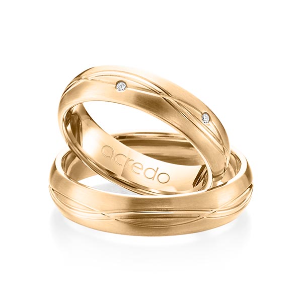 Set Klassieke trouwringen in roségoud 14 kt. met in totaal 0,06 ct. Briljant tw/si van acredo - A-1158-6 Set Klassieke trouwringen in roségoud 14 kt. met in totaal 0,06 ct. Briljant tw/si van acredo - A-1158-6