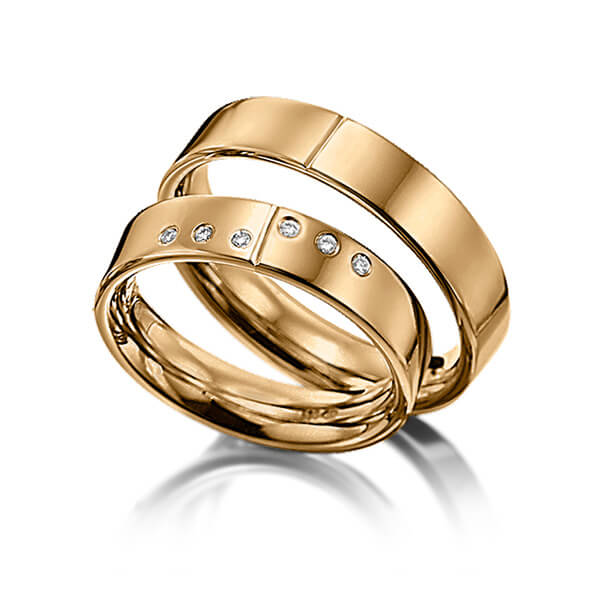 Set Klassieke trouwringen in roségoud 14 kt. met in totaal 0,06 ct. Briljant tw/si van Eternal Touch
