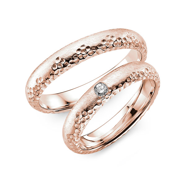 Set Klassieke trouwringen in roségoud 14 kt. met in totaal 0,06 ct. Briljant tw/si van Eternal Touch