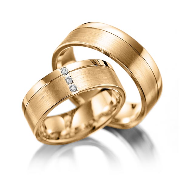 Set Klassieke trouwringen in roségoud 14 kt. met in totaal 0,06 ct. Briljant tw/si van Steinberg