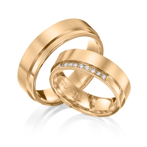 Set Klassieke trouwringen in roségoud 14 kt. met in totaal 0,09 ct. Briljant tw/si van Eternal Touch - Y-1083-7 Set Klassieke trouwringen in roségoud 14 kt. met in totaal 0,09 ct. Briljant tw/si van Eternal Touch - Y-1083-7