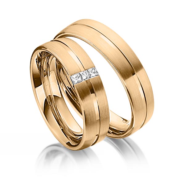 Set Klassieke trouwringen in roségoud 14 kt. met in totaal 0,09 ct. Princess-Diamant tw/si van Steinberg
