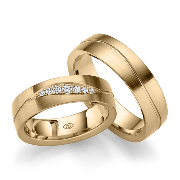 Set Klassieke trouwringen in roségoud 14 kt. met in totaal 0,116 ct. Briljant w,si van Merii - M-1309-4