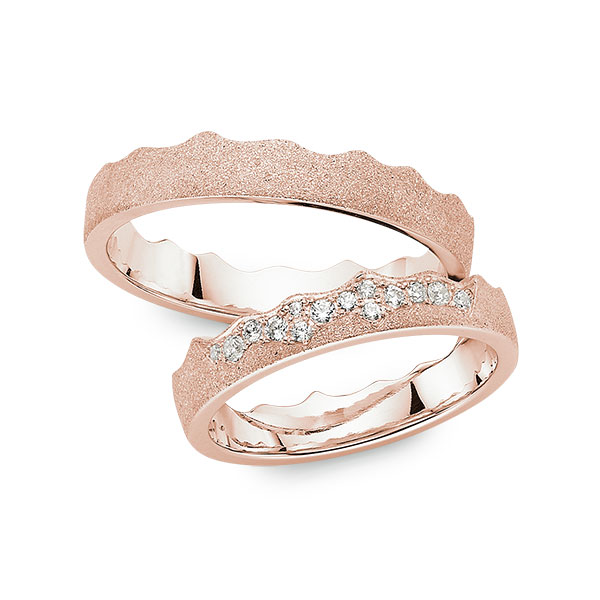 Set Klassieke trouwringen in roségoud 14 kt. met in totaal 0,149 ct. Briljant tw/si van Eternal Touch