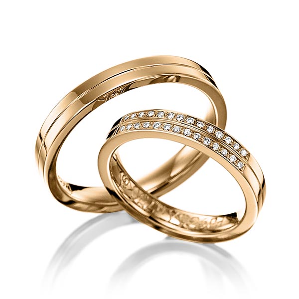 Set Klassieke trouwringen in roségoud 14 kt. met in totaal 0,14 ct. Briljant tw/si van Eternal Touch