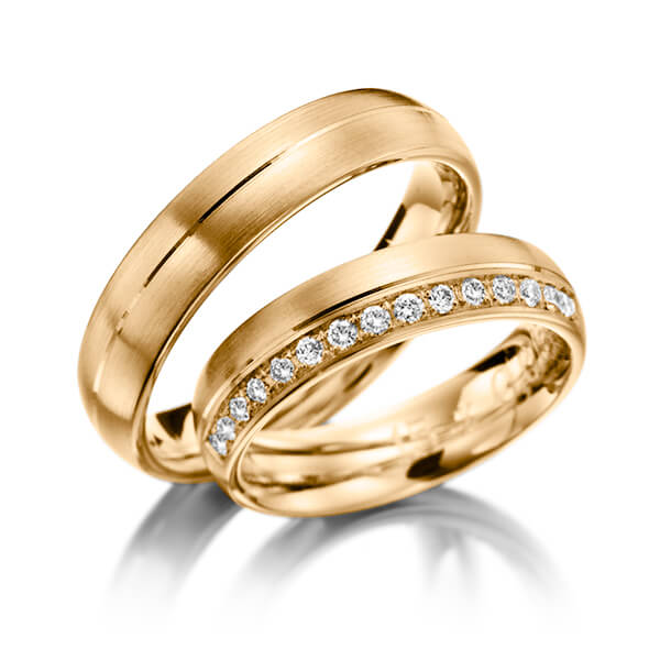 Set Klassieke trouwringen in roségoud 14 kt. met in totaal 0,225 ct. Briljant tw/si van Eternal Touch