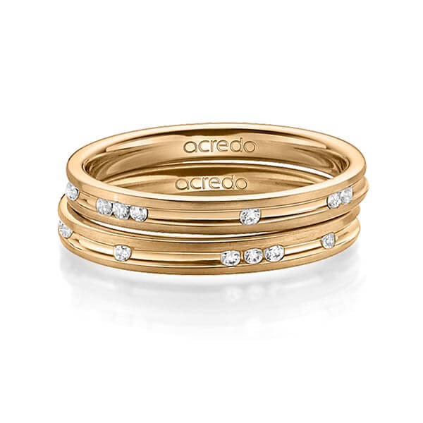 Set Klassieke trouwringen in roségoud 14 kt. met in totaal 0,28 ct. Briljant tw/si van acredo