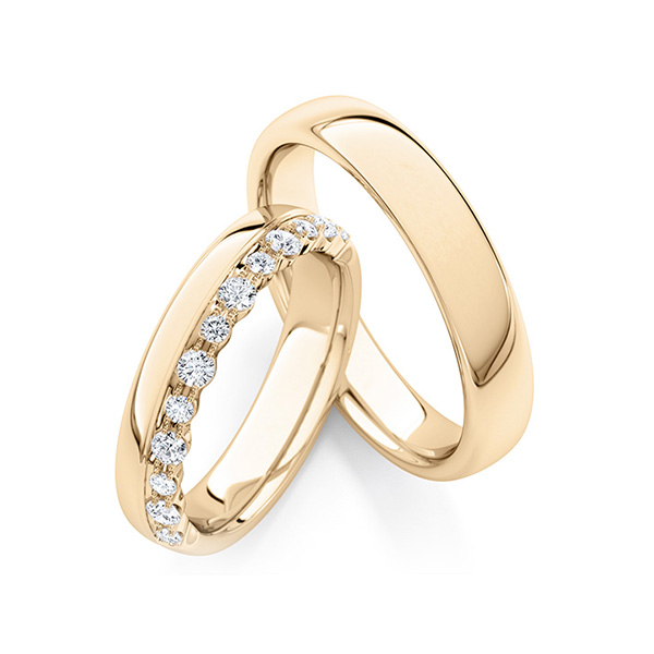 Set Klassieke trouwringen in roségoud 14 kt. met in totaal 0,38 ct. tw/si van Steinberg