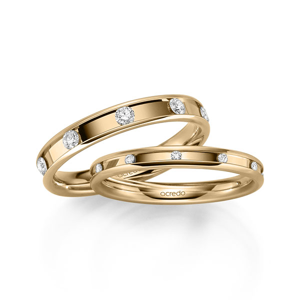 Set Klassieke trouwringen in roségoud 14 kt. met in totaal 0,56 ct. Briljant tw/si van acredo