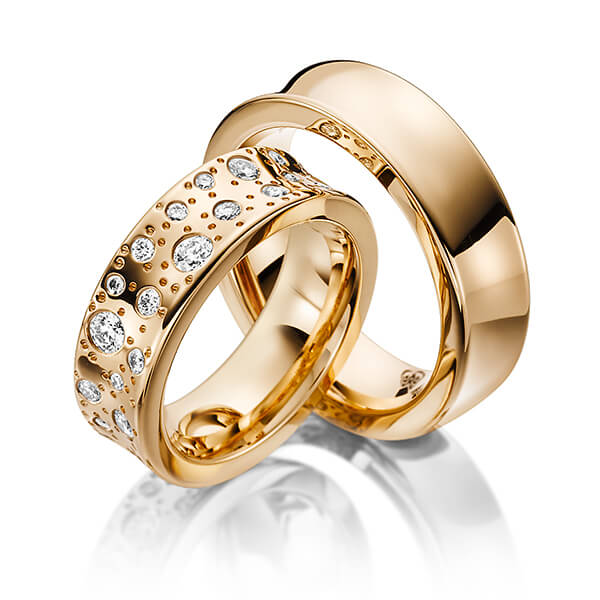 Set klassieke trouwringen in roségoud 14 kt. met in totaal 1,415 ct. Briljant tw/si van Steinberg - Q-1162-1 Set klassieke trouwringen in roségoud 14 kt. met in totaal 1,415 ct. Briljant tw/si van Steinberg - Q-1162-1