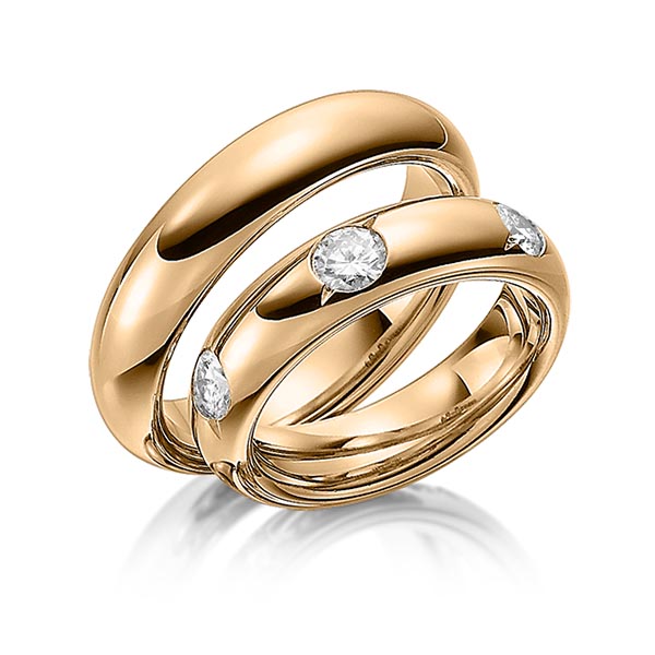 Set klassieke trouwringen in roségoud 14 kt. met in totaal 1,5 ct. Briljant tw/si van Steinberg