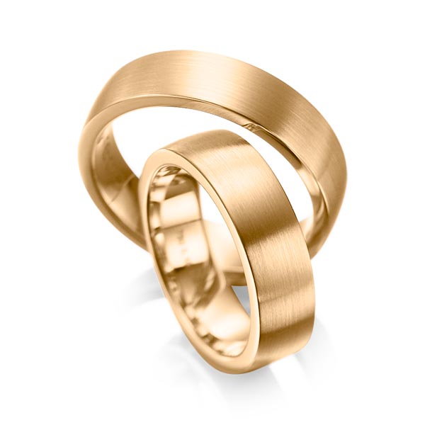 Set klassieke trouwringen in roségoud 14 kt. van acredo - A-1080-5