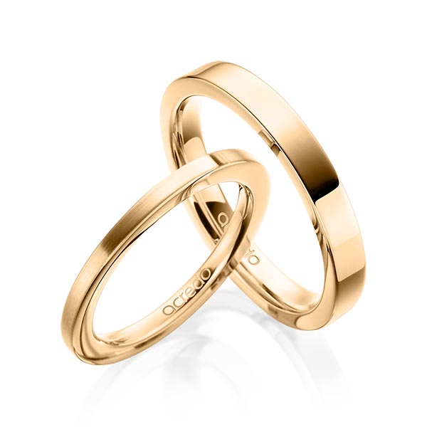 Set klassieke trouwringen in roségoud 14 kt. van acredo